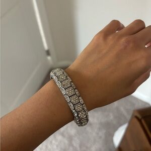 Silver Rhinestone Hexagon Pattern Bracelet
